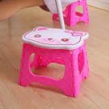  Kitten portable folding bench, thickened plastic cartoon cat head chair, 60 pieces in pink